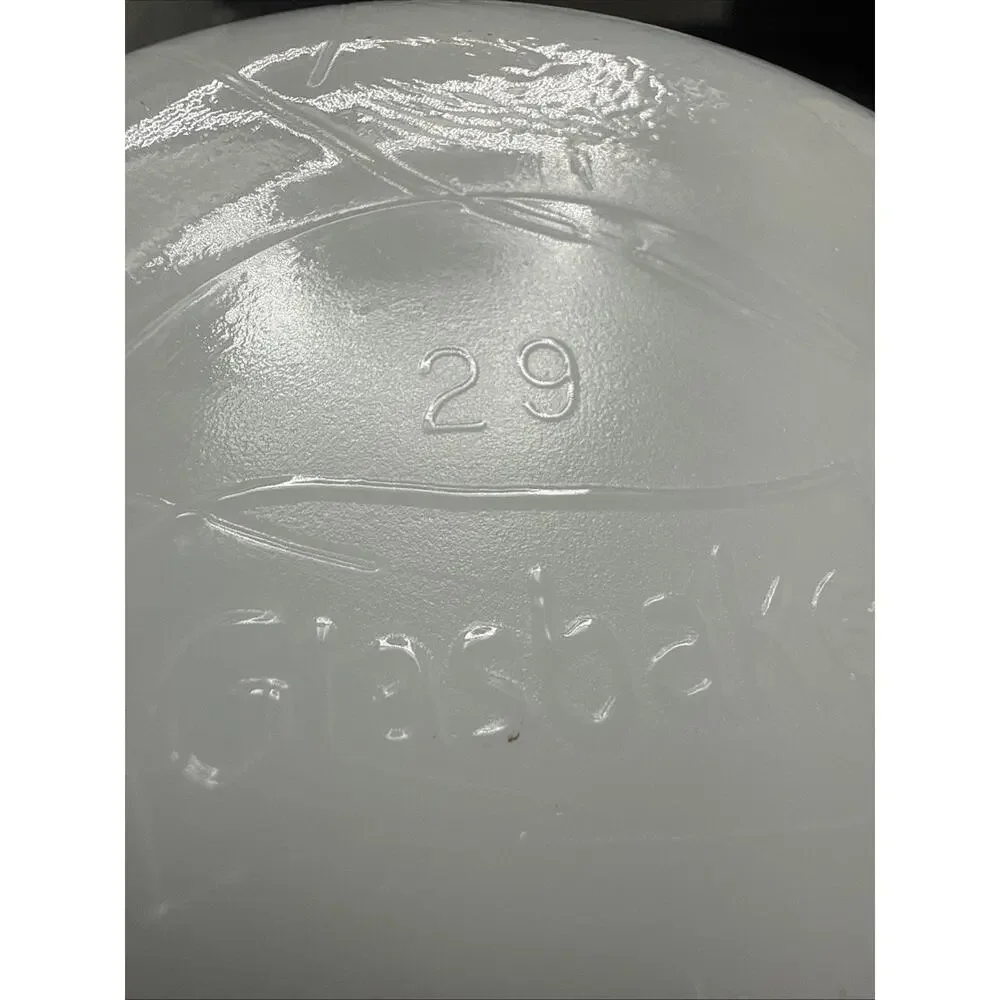 Set of 2 Glasbake No 29 White Milk Glass Custard Cups Baking Dishes USA